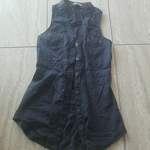 Lace up button up blouse